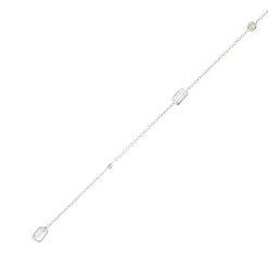 18 Karat White Gold Round and Emerald Cut Diamond Lariat Necklace