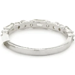 14 Karat White Gold Round and Baguette Cut Diamond Band
