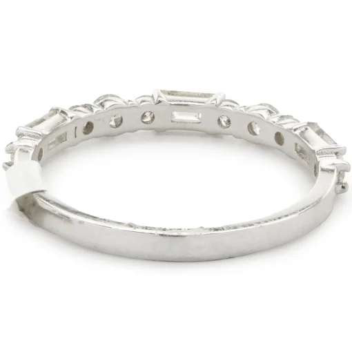 14 Karat White Gold Round and Baguette Cut Diamond Band