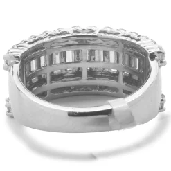 14 Karat White Gold Round and Baguette Diamond Ring