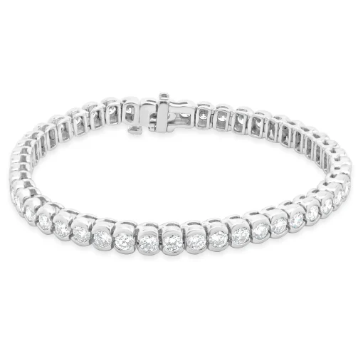 14 Karat White Gold Round Brilliant Cut Diamond Tennis Bracelet