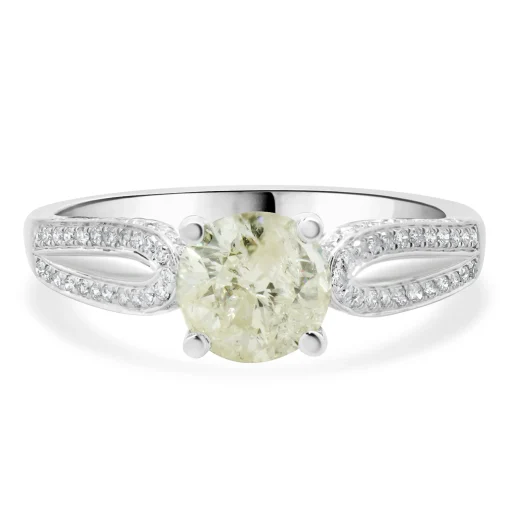 14 Karat White Gold Round Brilliant Cut Diamond Engagement Ring