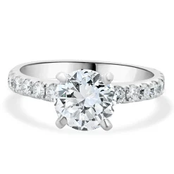 14 Karat White Gold Round Brilliant Cut Diamond Engagement Ring