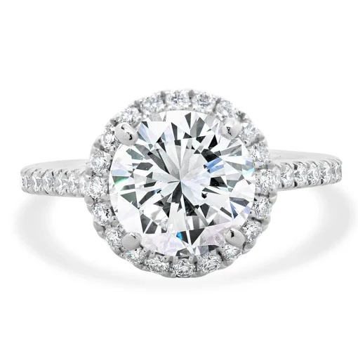 14 Karat White Gold Round brilliant Cut Diamond Engagement Ring