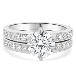 14 Karat White Gold Round Brilliant Cut Diamond Engagement Ring