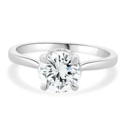14 Karat White Gold Round Brilliant Cut Diamond Engagement Ring