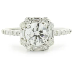 14 Karat White Gold Round Brilliant Cut Diamond Engagement Ring