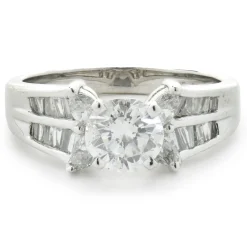14 Karat White Gold Round Brilliant Cut Diamond Engagement Ring
