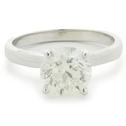 14 Karat White Gold Round Brilliant Cut Diamond Engagement Ring