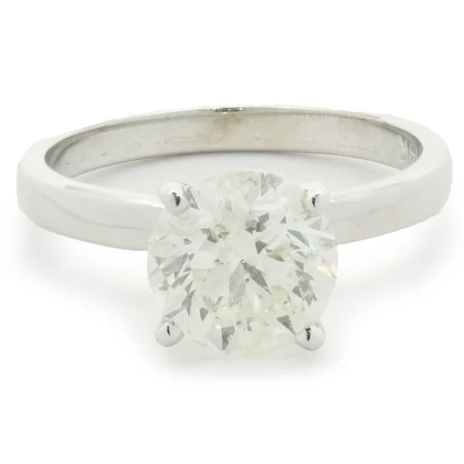 14 Karat White Gold Round Brilliant Cut Diamond Engagement Ring