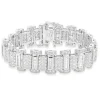 18 Karat White Gold Round Brilliant & Baguette Cut Diamond Link Bracelet