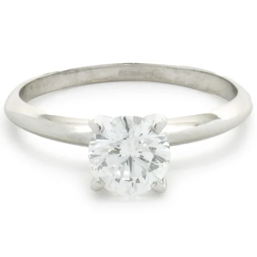 14 Karat White Gold Round Brilliant Cut Diamond Engagement Ring