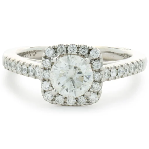 18 Karat White Gold Round Brilliant Cut Diamond Engagement Ring