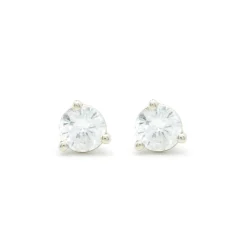 14 Karat White Gold Round Brilliant Diamond Stud Earrings