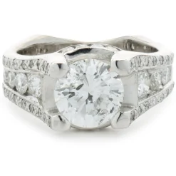 14 Karat White Gold Round Brilliant Cut Diamond Engagement Ring