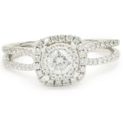 14 Karat White Gold Round Brilliant Cut Diamond Engagement Ring
