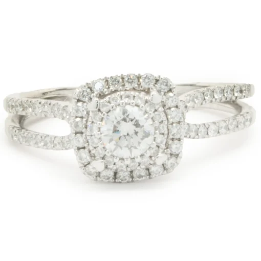 14 Karat White Gold Round Brilliant Cut Diamond Engagement Ring