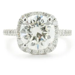 14 Karat White Gold Round Brilliant Cut Diamond Engagement Ring