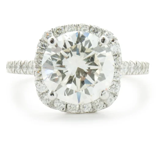 14 Karat White Gold Round Brilliant Cut Diamond Engagement Ring