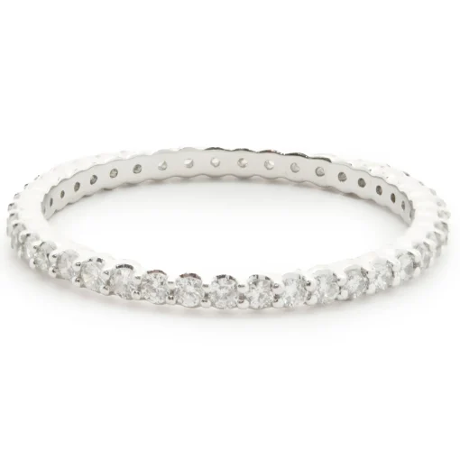 14 Karat White Gold Round Brilliant Cut Diamond Eternity Band