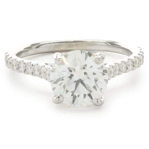 14 Karat White Gold Round Brilliant Cut Diamond Engagement Ring