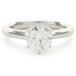 14 Karat White Gold Round Brilliant Cut Diamond Engagement Ring