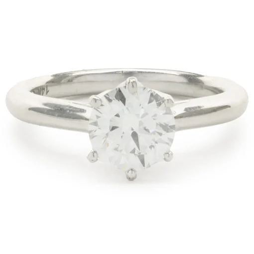 14 Karat White Gold Round Brilliant Cut Diamond Engagement Ring