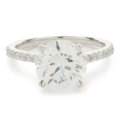 14 Karat White Gold Round Brilliant Cut Diamond Engagement Ring