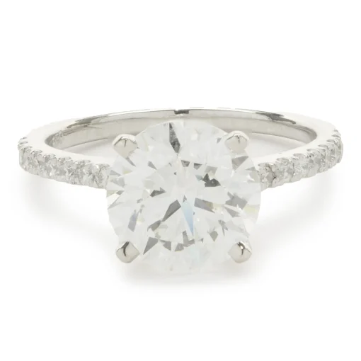 14 Karat White Gold Round Brilliant Cut Diamond Engagement Ring