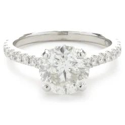14 Karat White Gold Round Brilliant Cut Diamond Engagement Ring