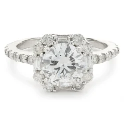 14 Karat White Gold Round Brilliant Cut Diamond Engagement Ring
