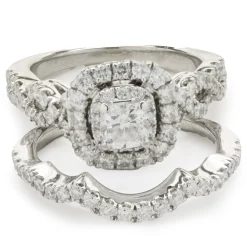 14 Karat White Gold Round Brilliant Diamond Wedding Set