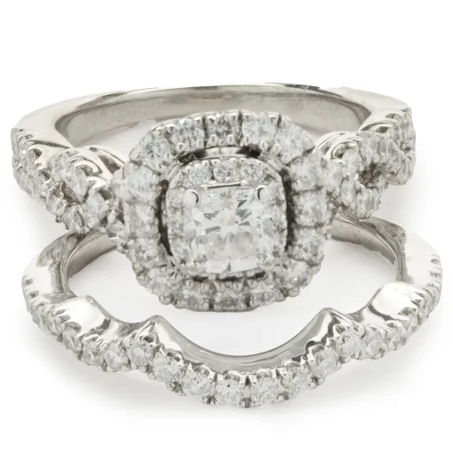 14 Karat White Gold Round Brilliant Diamond Wedding Set