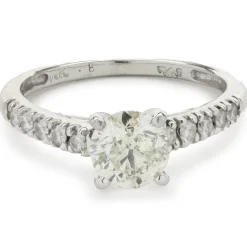 14 Karat White Gold Round Brilliant Cut Diamond Engagement Ring
