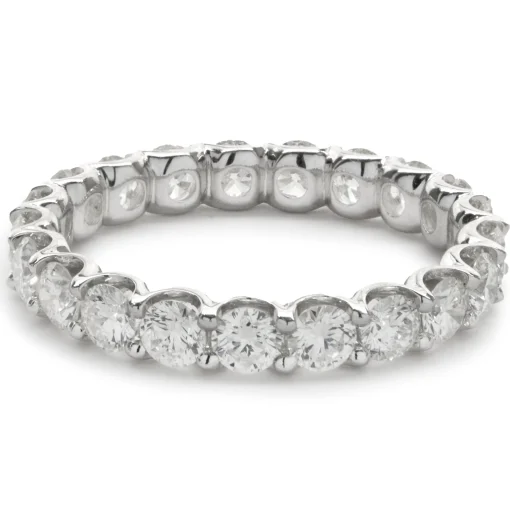 14 Karat White Gold Round Brilliant Cut Diamond Eternity Band