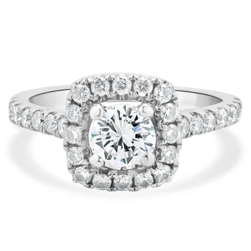 14 Karat White Gold Round Brilliant Cut Diamond Engagement Ring