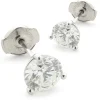 14 Karat White Gold Round Brilliant Cut Diamond Stud Earrings