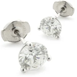 14 Karat White Gold Round Brilliant Cut Diamond Stud Earrings