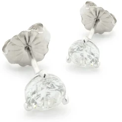 14 Karat White Gold Round Brilliant Cut Diamond Stud Earrings