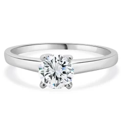 14 Karat White Gold Round Brilliant Cut Diamond Engagement Ring