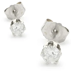 14 Karat White Gold Round Brilliant Cut Diamond Stud Earrings