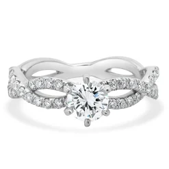 14 Karat White Gold Round Brilliant Cut Diamond Engagement Ring