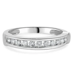 14 Karat White Gold Round Brilliant Cut Channel Set Diamond Band