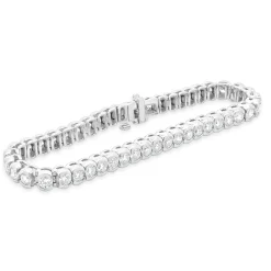 14 Karat White Gold Round Brilliant Cut Diamond Tennis Bracelet