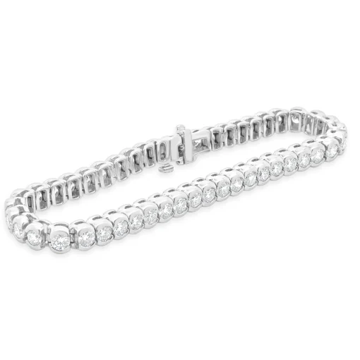 14 Karat White Gold Round Brilliant Cut Diamond Tennis Bracelet