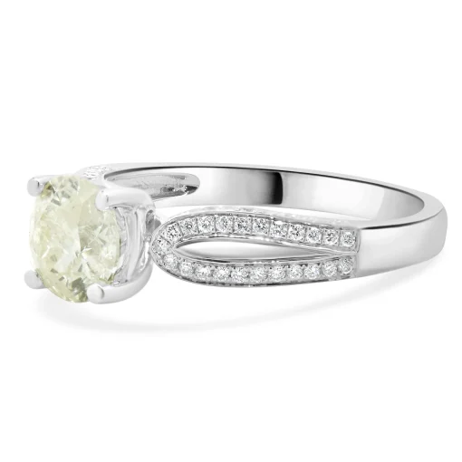 14 Karat White Gold Round Brilliant Cut Diamond Engagement Ring