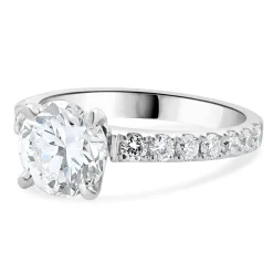 14 Karat White Gold Round Brilliant Cut Diamond Engagement Ring