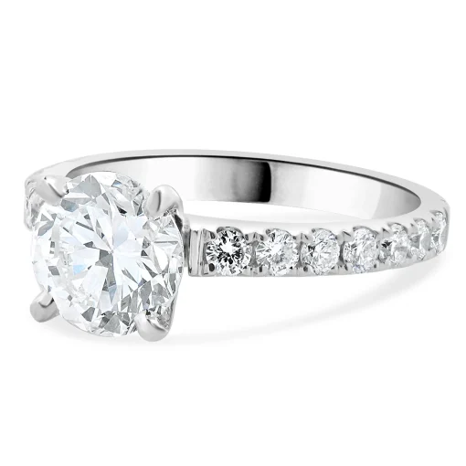 14 Karat White Gold Round Brilliant Cut Diamond Engagement Ring