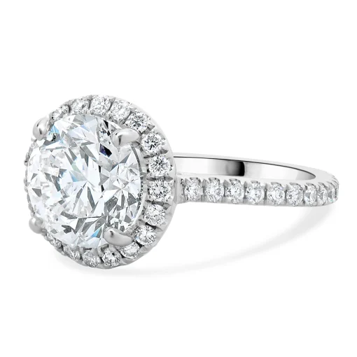 14 Karat White Gold Round brilliant Cut Diamond Engagement Ring