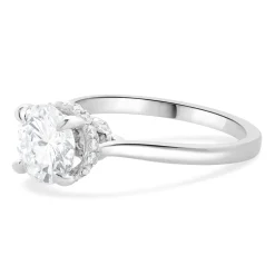 14 Karat White Gold Round Brilliant Cut Diamond Engagement Ring